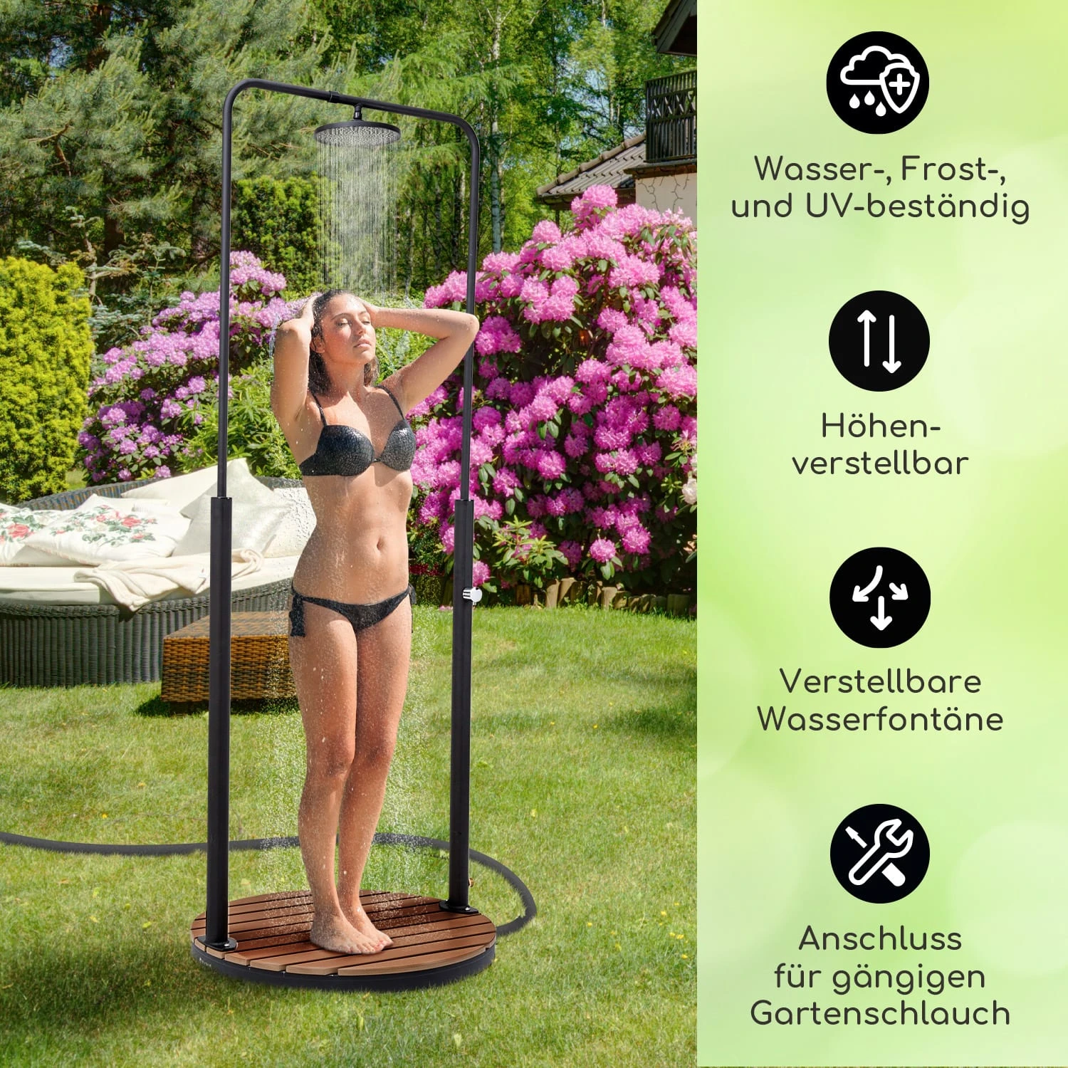Sumatra Falls Round Gartendusche WPC Aluminium Ø 80 Cm Rund 4 Sumatra Falls Round Gartendusche WPC Aluminium Ø 80 Cm Rund – Bild 2