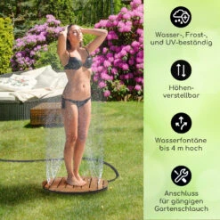 Sumatra Teak Round Gartendusche Aluminium Teakholz Tragegriff -Wundervoller Gartenladen 10036351 de 0002 usp