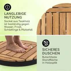Sumatra Teak Round Gartendusche Aluminium Teakholz Tragegriff -Wundervoller Gartenladen 10036351 de 0003 usp