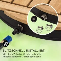 Sumatra Teak Round Gartendusche Aluminium Teakholz Tragegriff -Wundervoller Gartenladen 10036351 de 0005 usp