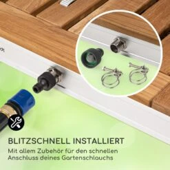 Sumatra Teak Square Gartendusche Aluminium Teakholz Tragegriff -Wundervoller Gartenladen 10036438 de 0005 usp