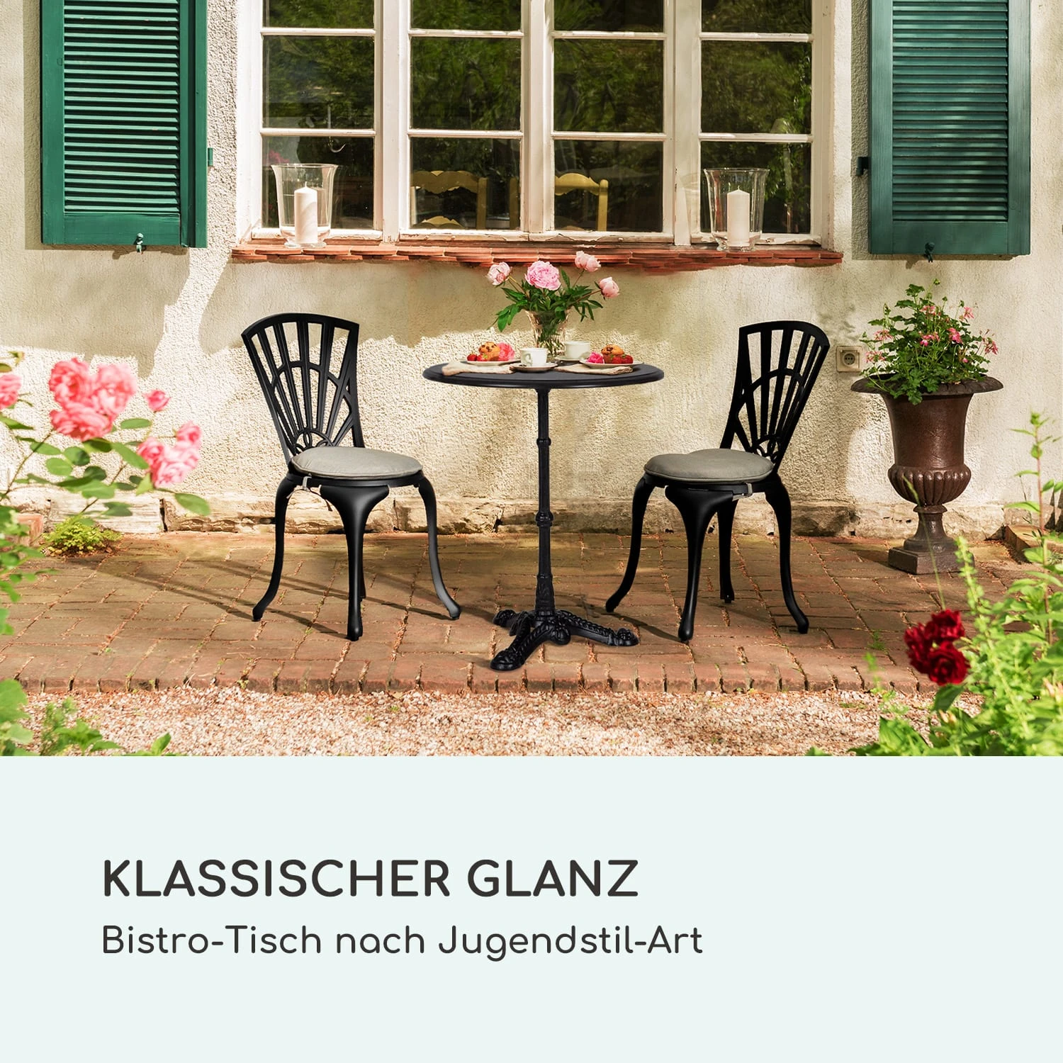 Patras Bistro-Tisch Marmortischplatte Ø60cm Gusseiserner Standfuß 4 Patras Bistro-Tisch Marmortischplatte Ø60cm Gusseiserner Standfuß – Bild 2