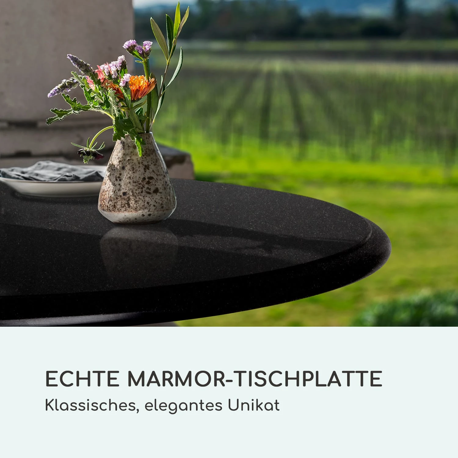 Patras Bistro-Tisch Marmortischplatte Ø60cm Gusseiserner Standfuß 5 Patras Bistro-Tisch Marmortischplatte Ø60cm Gusseiserner Standfuß – Bild 3