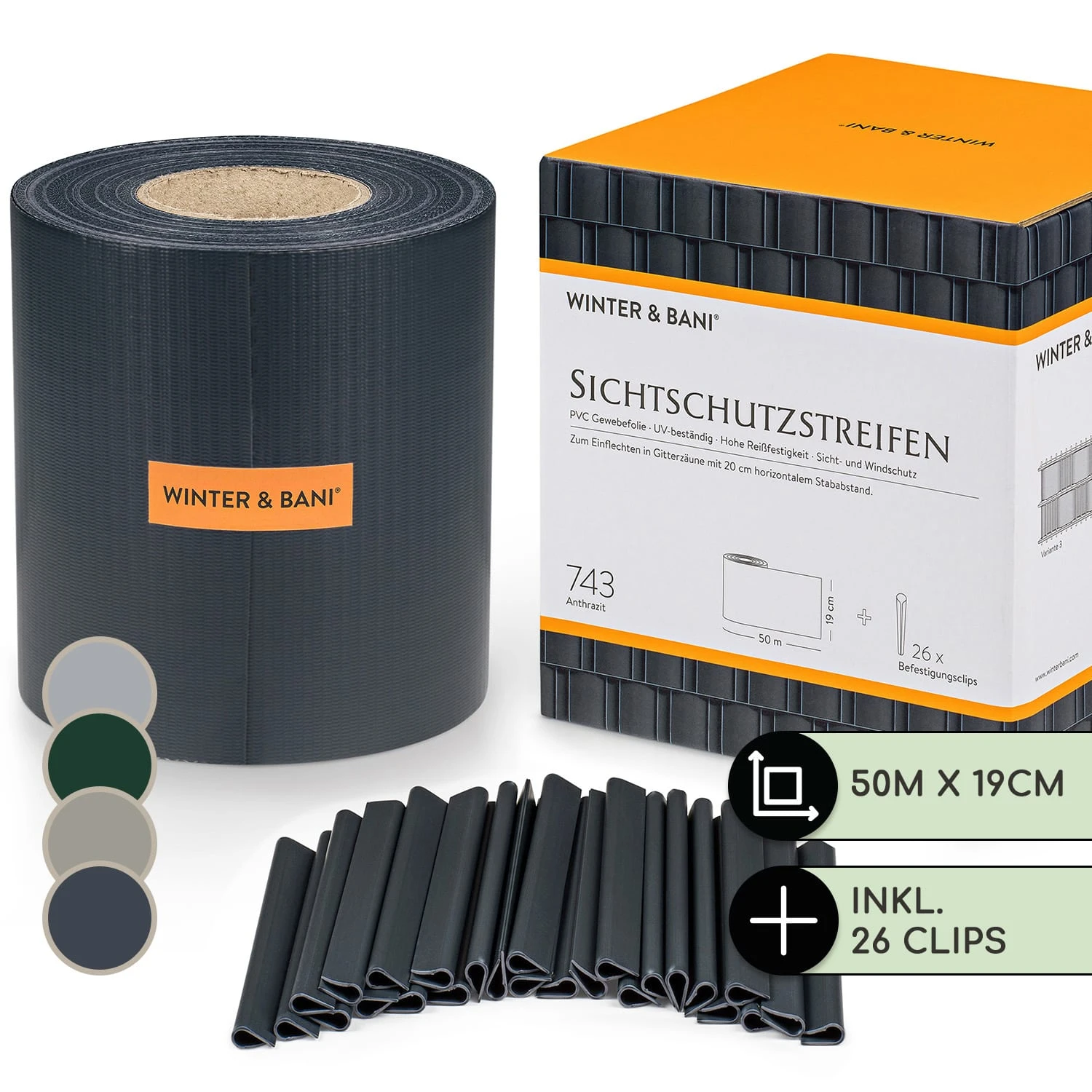 Sichtschutzstreifen Gartenzaun PVC 450 G/m² 50x19cm Clips 3 Sichtschutzstreifen Gartenzaun PVC 450 G/m² 50x19cm Clips