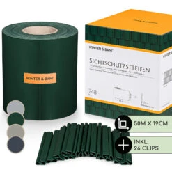 Sichtschutzstreifen Gartenzaun PVC 450 G/m² 50x19cm Clips