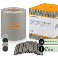 Sichtschutzstreifen Gartenzaun PVC 450 G/m² 50x19cm Clips