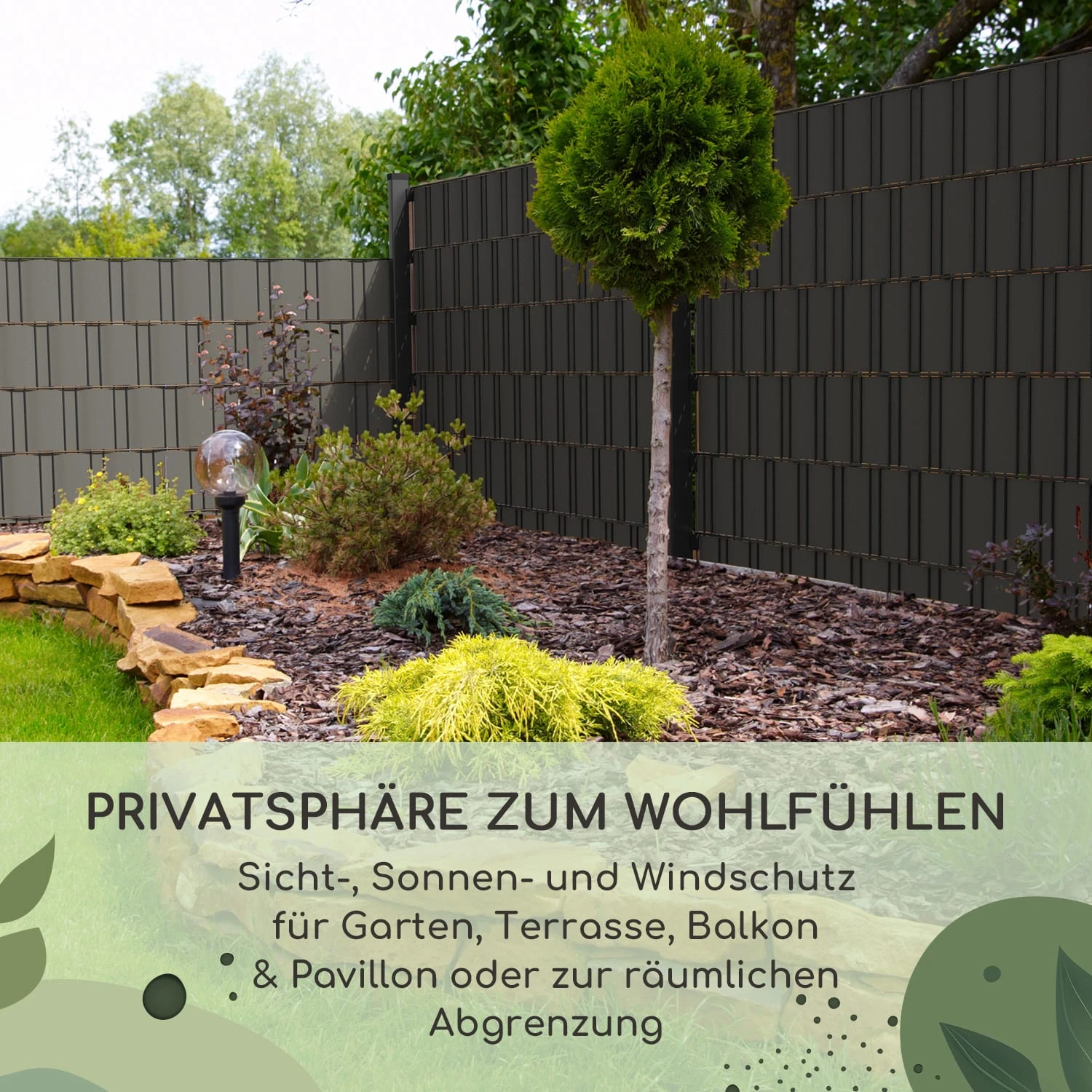 Sichtschutzstreifen Gartenzaun PVC 450 G/m² 50x19cm Clips 4 Sichtschutzstreifen Gartenzaun PVC 450 G/m² 50x19cm Clips – Bild 2