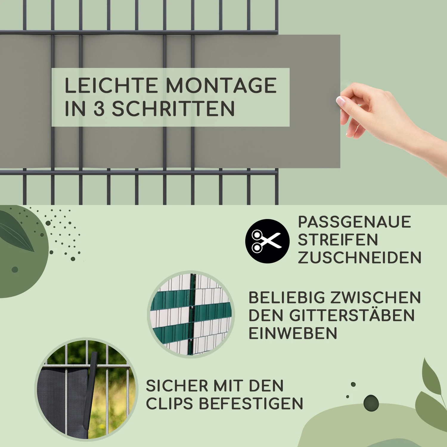 Sichtschutzstreifen Gartenzaun PVC 450 G/m² 50x19cm Clips 6 Sichtschutzstreifen Gartenzaun PVC 450 G/m² 50x19cm Clips – Bild 4