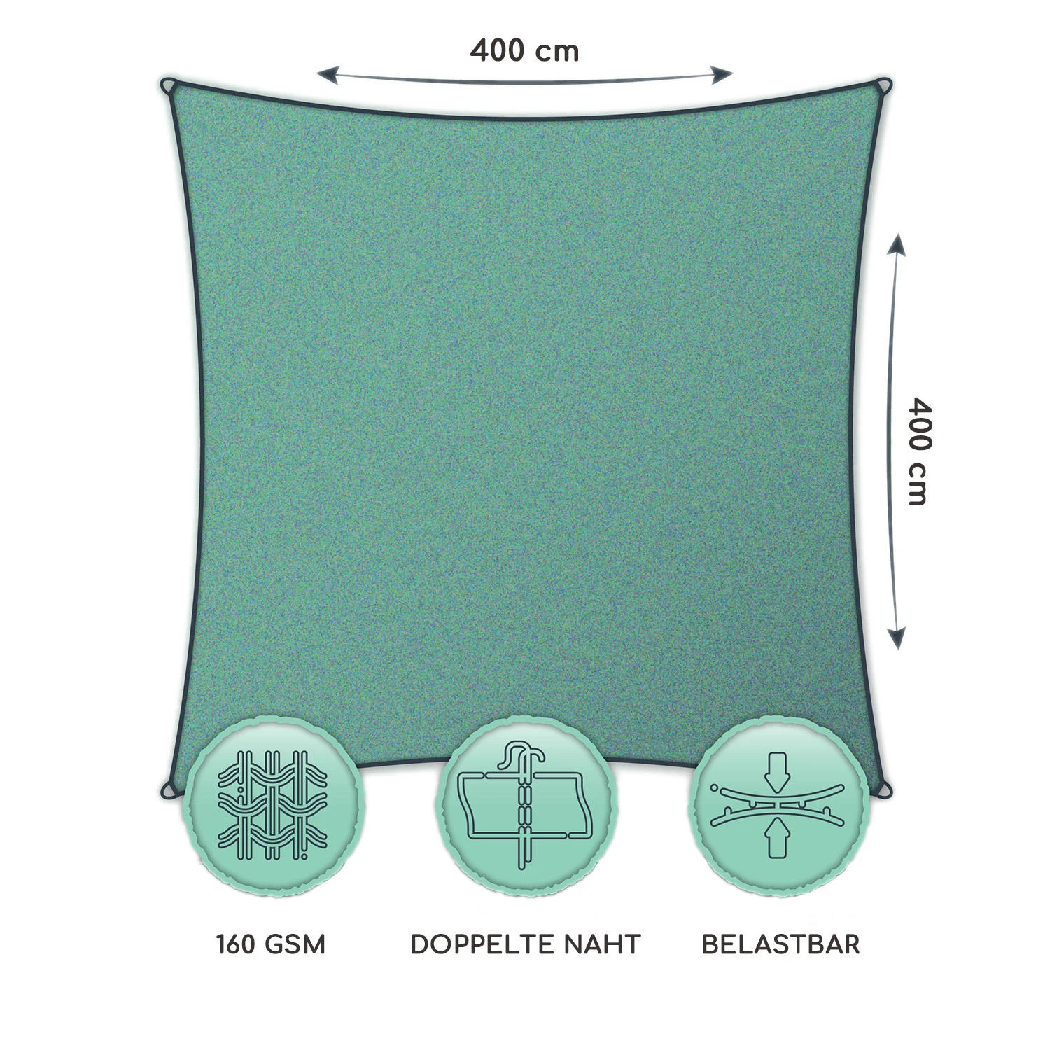 Rechteckiges Sonnensegel 4x4 M Polyester Luftdurchlässig 8 Rechteckiges Sonnensegel 4x4 M Polyester Luftdurchlässig – Bild 6