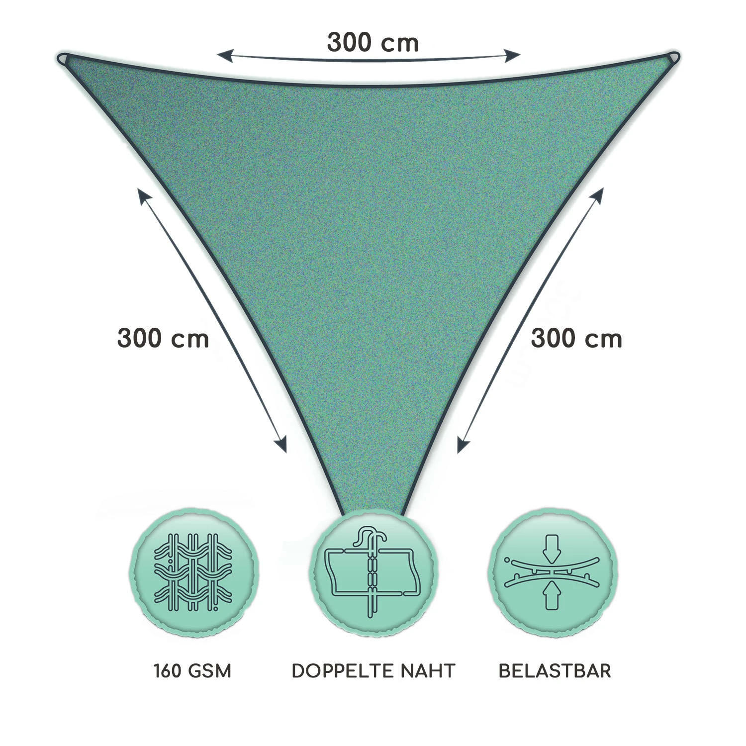 Dreieckiges Sonnensegel 3x3x3 M Polyester Luftdurchlässig 8 Dreieckiges Sonnensegel 3x3x3 M Polyester Luftdurchlässig – Bild 6