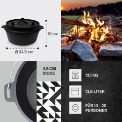 Guernsey Premium Dutch Oven 12.0 BBQ-Topf Gusseisen Voreingebrannt Größe XL / 12 Qt 12 Guernsey Premium Dutch Oven 12.0 BBQ-Topf Gusseisen Voreingebrannt Größe XL / 12 Qt -Wundervoller Gartenladen 10038640 de 0004 usp