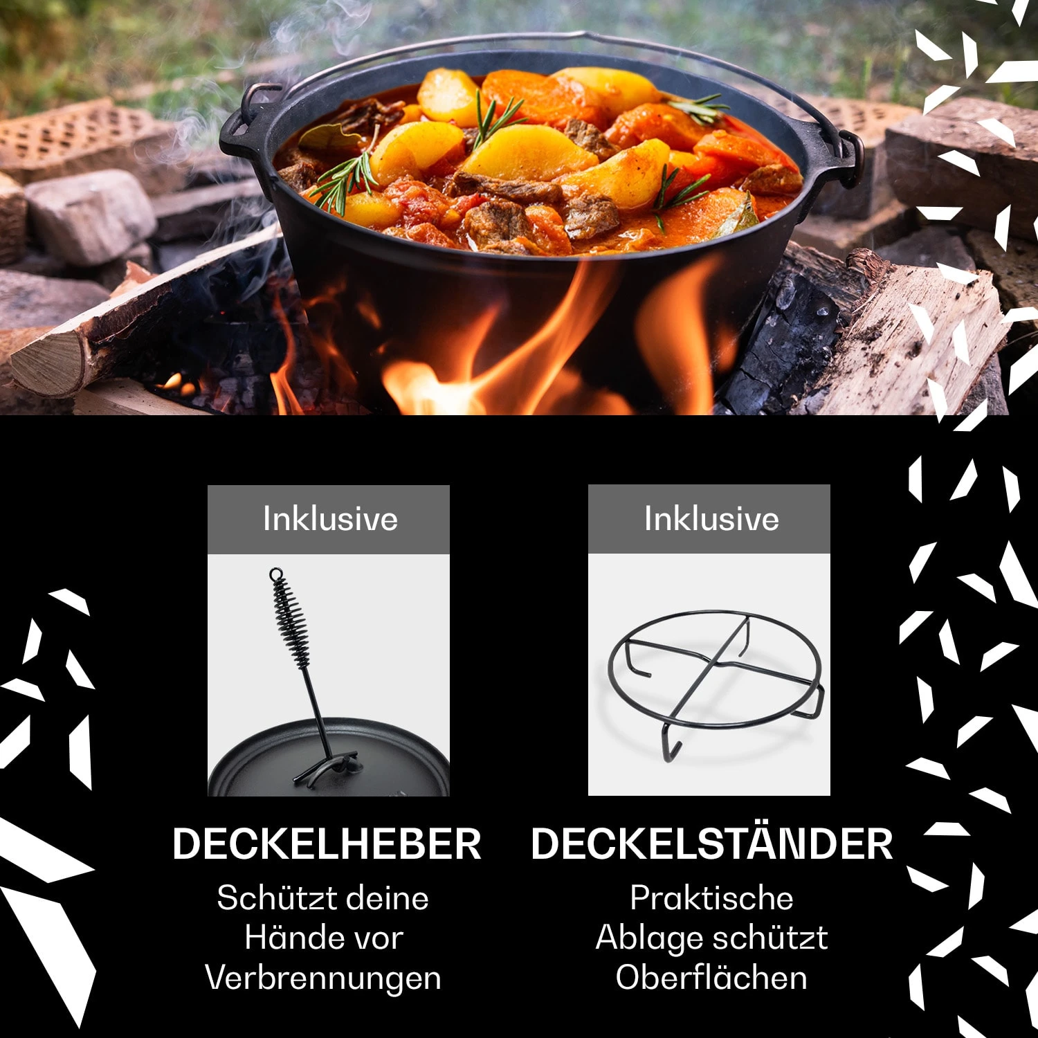 Guernsey Premium Dutch Oven 12.0 BBQ-Topf Gusseisen Standfüße Größe XL / 12 Qt 4 Guernsey Premium Dutch Oven 12.0 BBQ-Topf Gusseisen Standfüße Größe XL / 12 Qt – Bild 2
