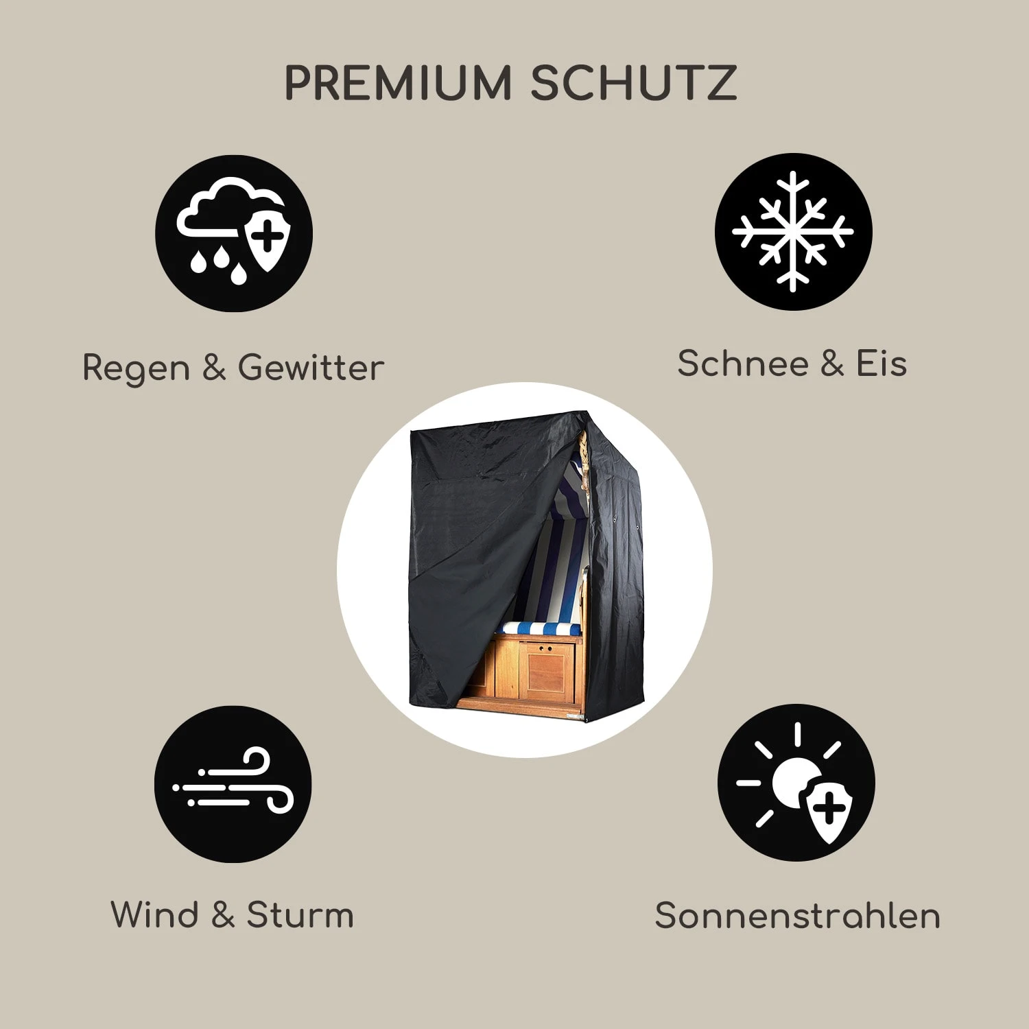 Grandeur Schutzhülle Für Strandkorb Extra Wasserabweisend UV-beständig Polyester 6 Grandeur Schutzhülle Für Strandkorb Extra Wasserabweisend UV-beständig Polyester – Bild 4