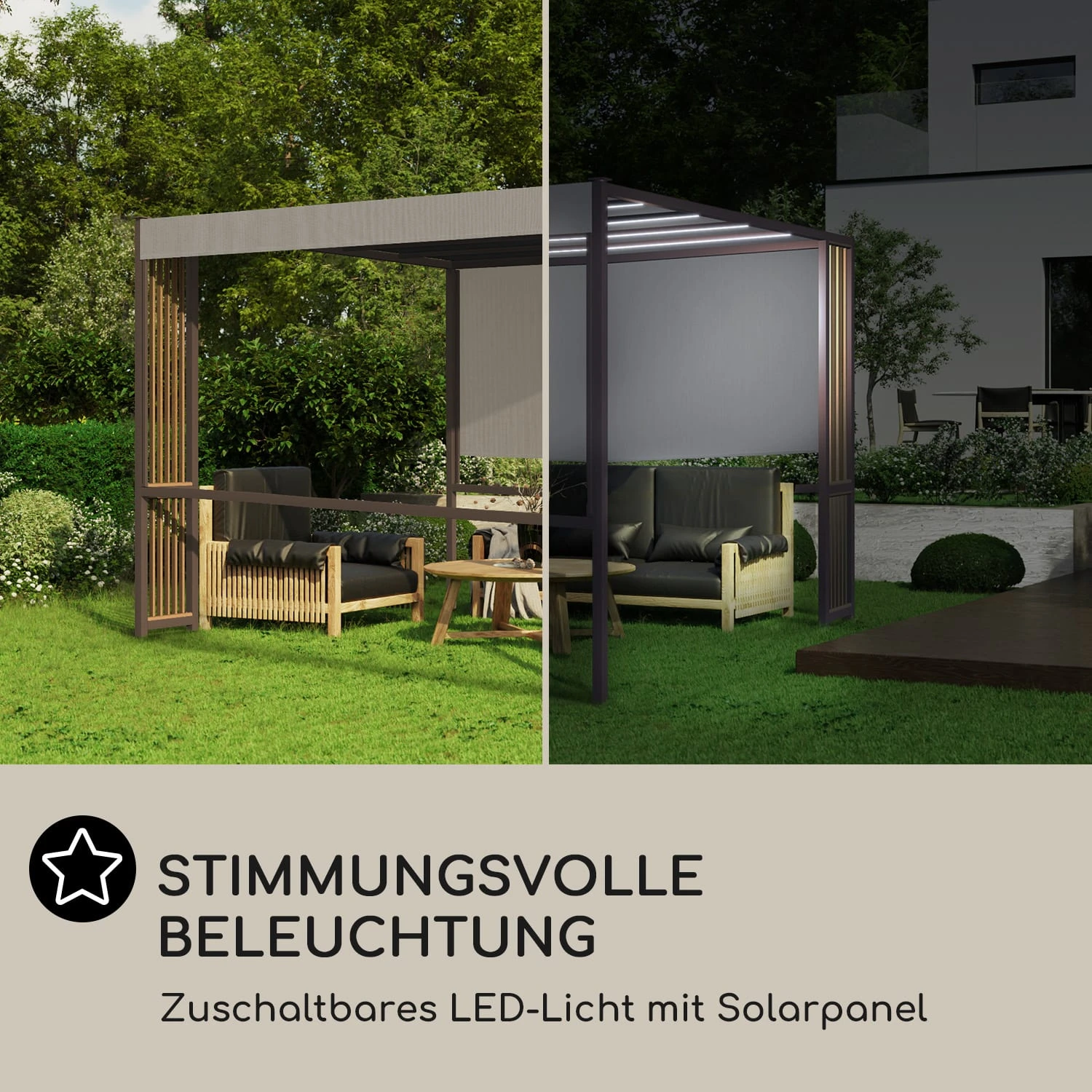 Valence Gazebo 3x3 M UV50+ Wasserabweisend LED-Solar-Beleuchtung Solar-Panel 6 Valence Gazebo 3x3 M UV50+ Wasserabweisend LED-Solar-Beleuchtung Solar-Panel – Bild 4