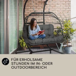 Biarritz Double Hängesessel Zweier PE Aluminium Polyrattan 260 Kg -Wundervoller Gartenladen 10040296 de 0006 usp