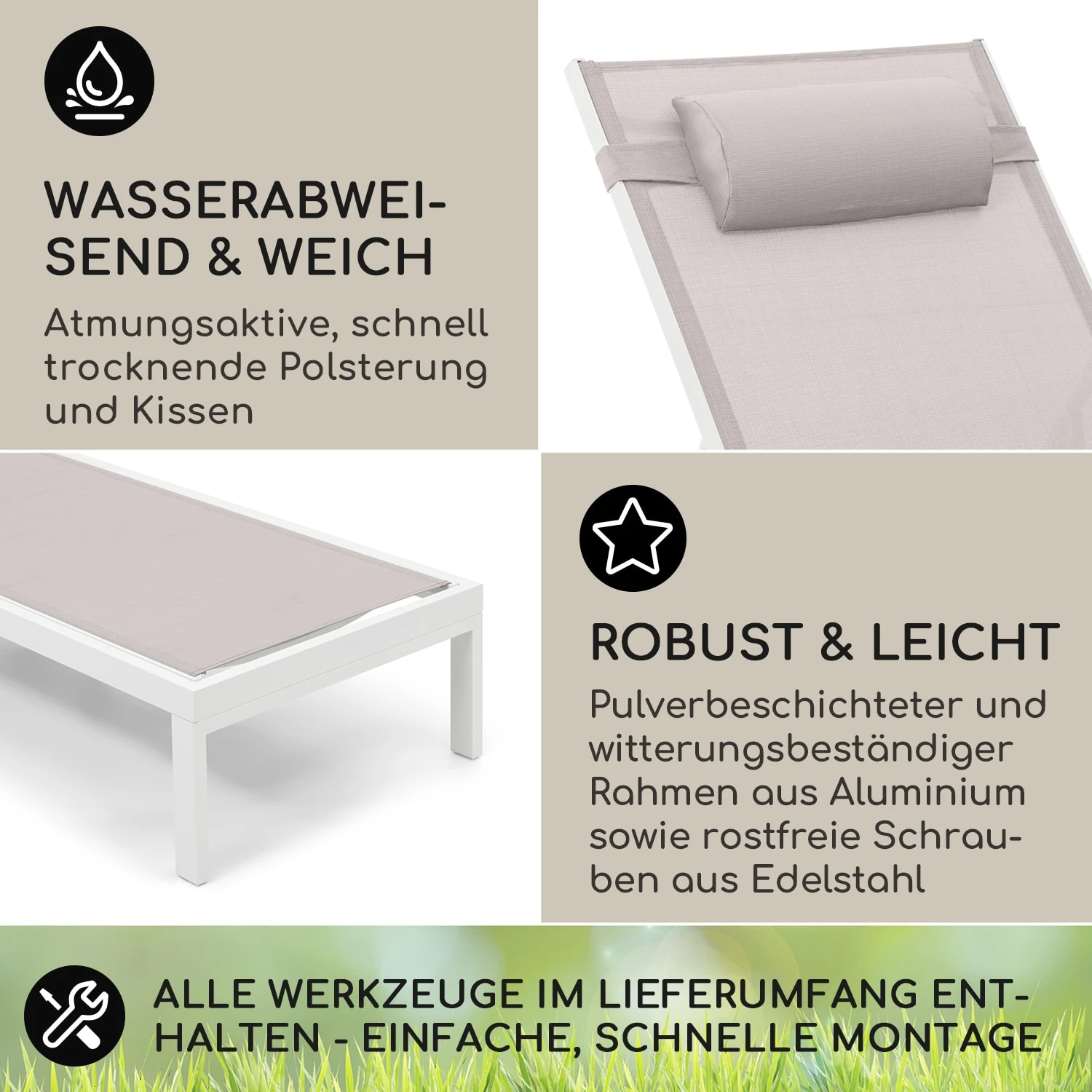Lucca Lounger Liegestuhl Polyester Aluminium 4-Stufen 5 Lucca Lounger Liegestuhl Polyester Aluminium 4-Stufen – Bild 3